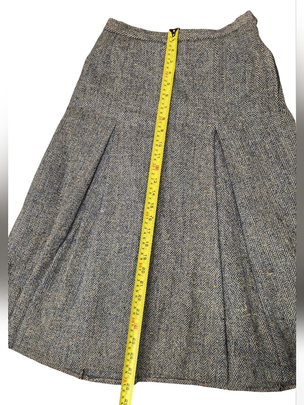 Dormeuil Vintage 60s Steel Blue Herringbone Wool Skirt Suit - 2pc Tweed Mod Set - Picture 13 of 15